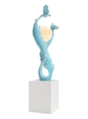 欧美大型羽毛摆件雕塑氛围落地灯艺术工艺品家居饰品乔迁新居