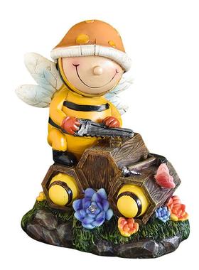 太阳能树脂工艺品摆件多肉乌龟工人庭院牧场户外花园装饰品