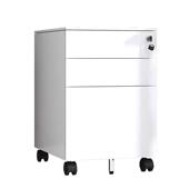 桌下活动柜铁皮文件柜办公室储物柜移动矮柜收纳小柜子带锁抽屉柜