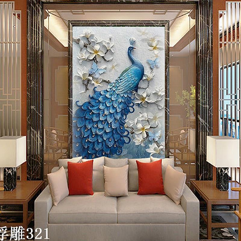 新中式电视背景墙壁纸客厅简约山水5D影视墙布现代大气3d立体壁画