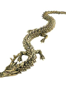 黃铜3D活动龙古典摆件中式桌面铜蛇装饰蛇摆件古玩金属工艺品