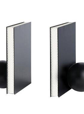 现代极简样板房创意金属皮质书档书房书柜书靠售楼处台面饰品摆件