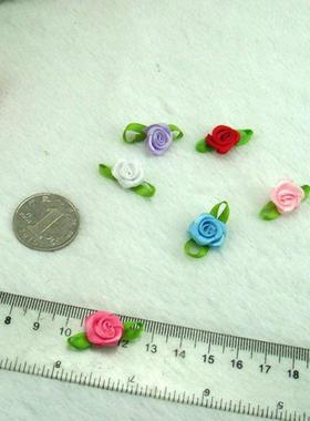 缎带玫瑰花花头diy材料花束配饰小布花布艺花朵发夹配饰