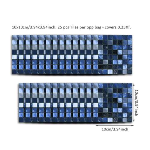 美式简约家装翻新贴蓝色马赛克瓷砖贴25片装厨房墙贴SJ008