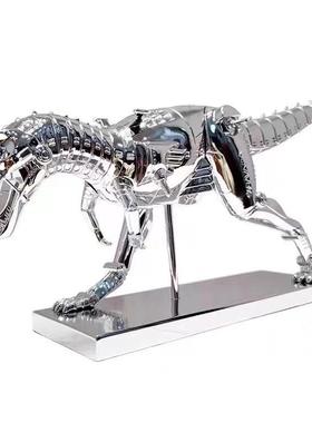 树脂工艺品电镀霸王龙机械恐龙客厅摆件客厅软装饰品