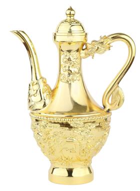 黄铜龙凤呈祥酒壶铜工艺品摆件纯铜餐厅酒壶宴会家居婚庆大小铜器