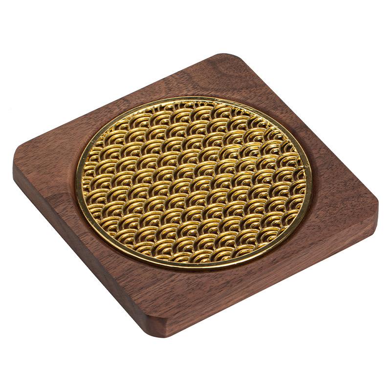 新中式桃胡木浪壶承壶垫实PUV木干台茶道零配海壶托茶泡托茶壶隔