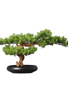 新中式仿真迎客松禅意摆件客厅酒店玄关盆景绿植小盆栽桌面装饰品