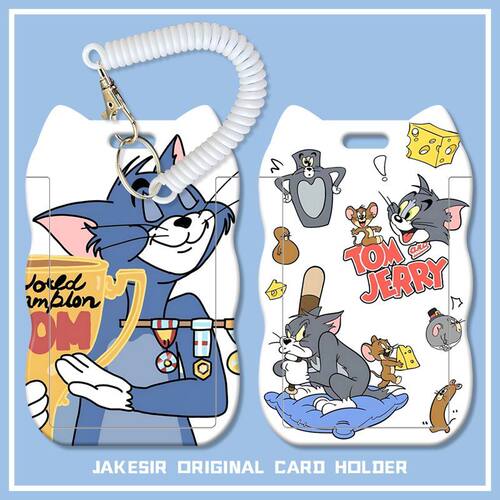 猫和老鼠卡通周边学生滑盖猫耳朵卡套饭卡公交卡校园卡水卡弹簧绳