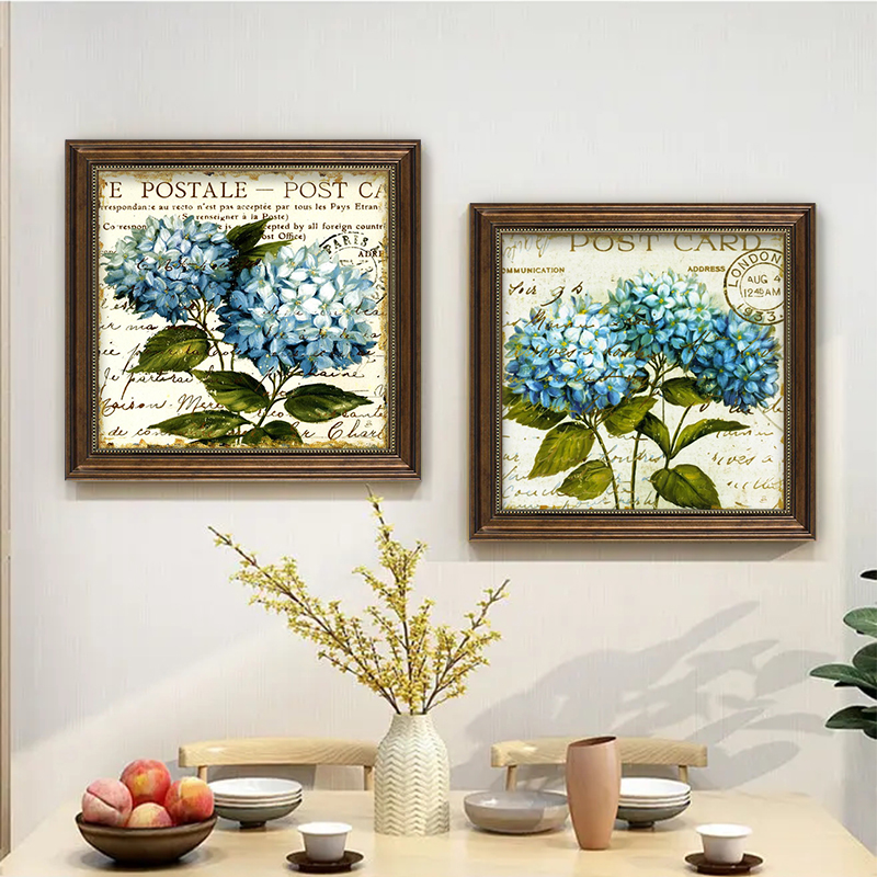 美式餐厅花卉静物装饰画欧式复古挂画饭厅壁画客厅沙发背景墙油画图片