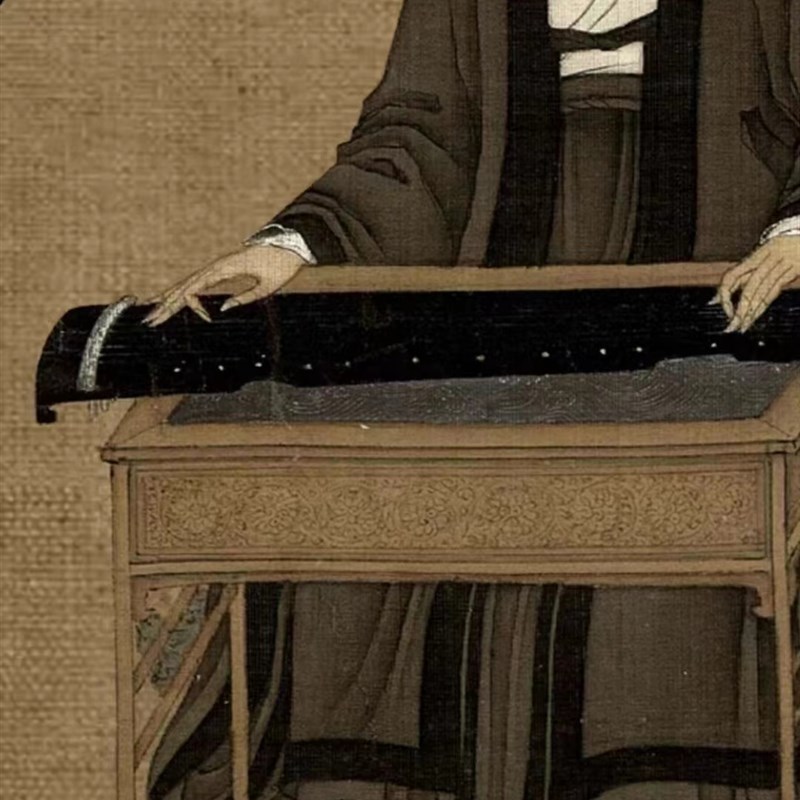 【律和古琴研习社】仿宋徽宗《听琴图》古琴桌,榫卯小巧便携琴桌