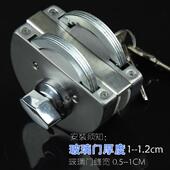 玻璃门锁不锈钢黑色中央单双门锁圆锁免开孔办公门锁移门锁防盗锁