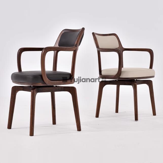 北美黑胡桃木电脑椅书椅书桌椅子书房带扶手靠背椅家用办公椅实木