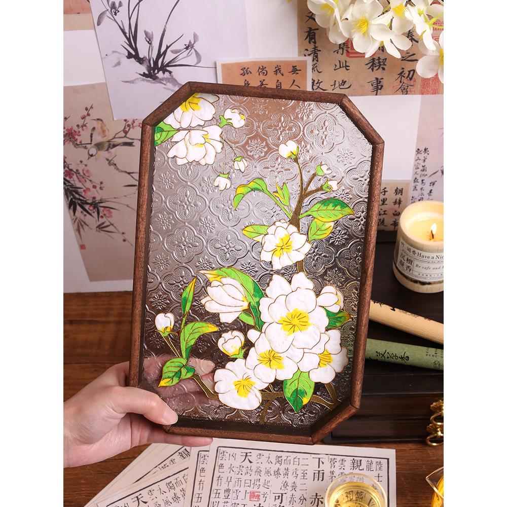 传统文化手工diy材料包掐丝珐琅梨花茶盘画中国风非遗景泰蓝手作