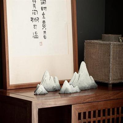 新中式摆件假山群山国风山水样板房软装远山意境博古架禅意艺术品