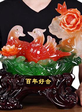 朋友结婚礼品新婚庆创意礼物鸳鸯摆件一对家居卧室新房装饰品摆设