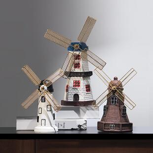 覆古怀旧灯塔风车书柜桌面摆件客厅酒柜装饰品办公室柜子书架摆设