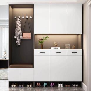 实木鞋柜家用门口玄关柜入户靠墙换鞋凳一体客厅隔间柜储物柜