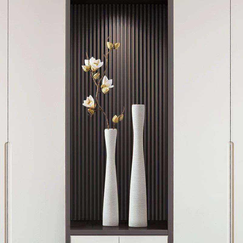北欧风电视柜摆件两边落地花瓶高级感客厅入户玄关细长柜装饰花器,家居饰品,落地摆件,淘宝优惠券,粉丝福利购,淘宝优惠卷