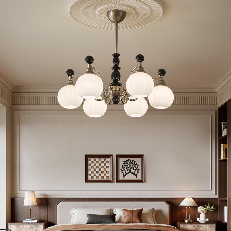 法式中古风客厅吊灯新款美式复古大厅玻璃灯高级感设计师复古吊灯