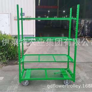 厂家直销基地可移动花车，青岛伊莱特拉板网花车，多层花卉周转车