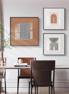 现代简约抽象线条客厅装饰画高级感小众艺术橙色壁画餐厅饭厅挂画