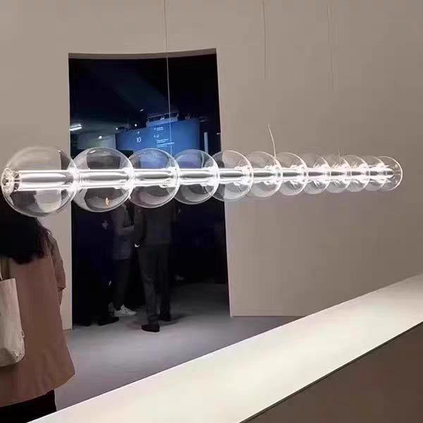 意大利设计师Luce新款一字长条餐厅吊灯现代简约岛台吧台玻璃吊灯