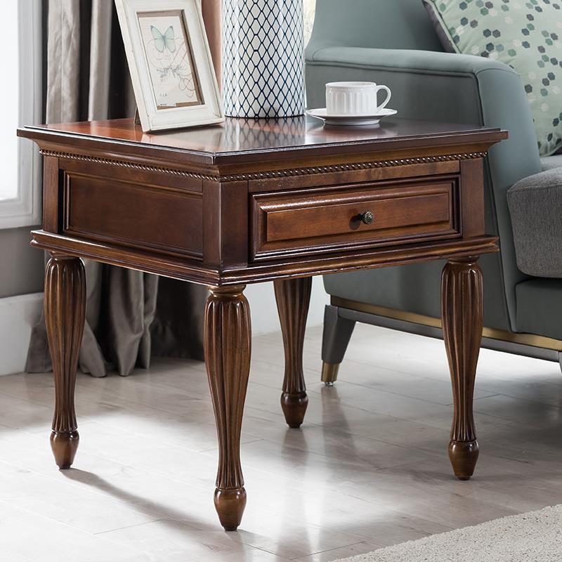 实木沙发边几原木美式小茶几边桌小边几方几茶几小桌子边柜侧