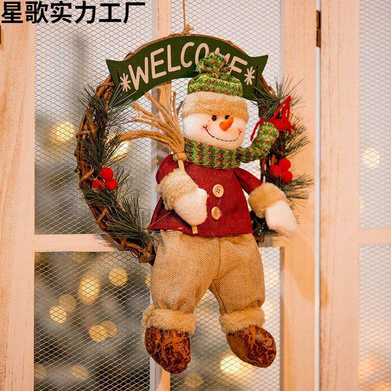 圣诞节装饰品藤圈花环吊饰橱窗挂件场景布置品藤条门挂饰拍摄道具