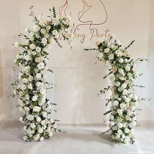 婚庆拱门牛角门铁艺拱门花门架子弧形户外草坪婚礼装饰拱门架