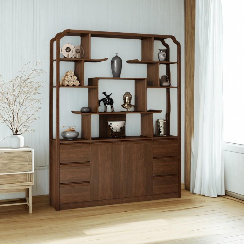 新中式博古架书架茶具架收纳玄关客厅办公隔断展示柜多宝阁置物架