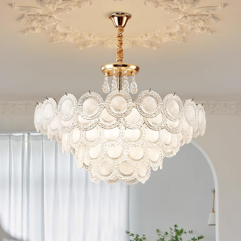 现代简约奶油风全光谱护眼法式吊灯客厅吊灯主卧室灯网红贝壳灯具