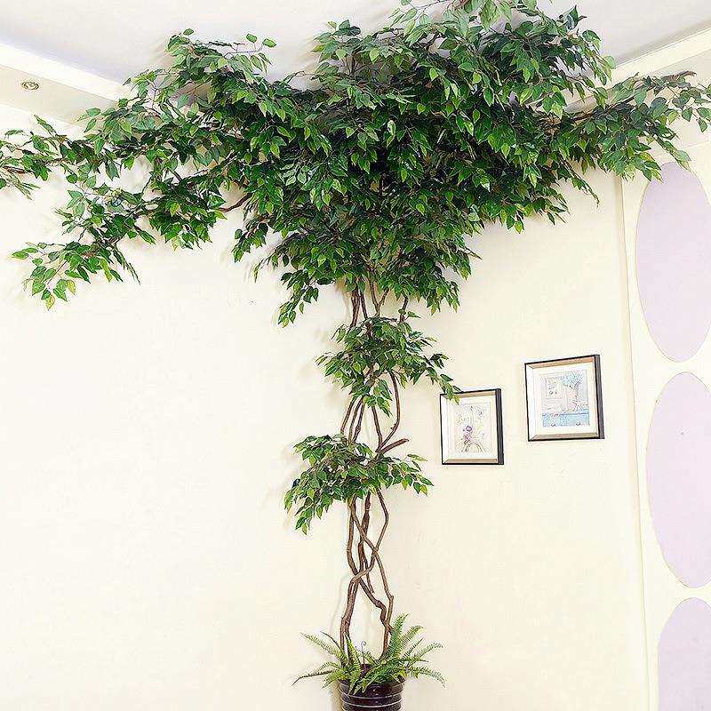 树叶树枝树藤假花藤蔓藤条室内客厅墙面阳台管道绿植物墙装饰