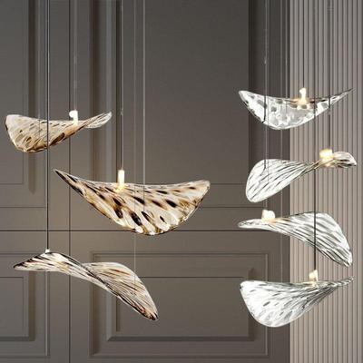 现代片吊灯异形水波纹干邑色飞碟设计师