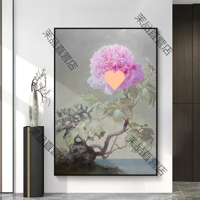 花卉牡丹花挂画花开富贵唯美客厅装饰画餐厅手绘油画玄关纯新中式