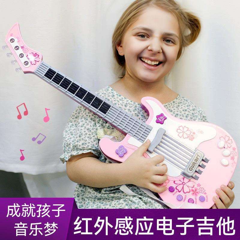 儿童仿真贝斯手 摇滚电子吉他玩具 多功能模式乐器灯光动感音乐