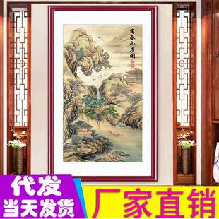 工厂直销富春山居图竖版十字绣满绣新款印花十字绣风景画