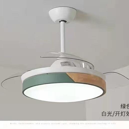 2025年现代隐形风扇灯炫彩LED光源白色轻奢后现代风格厨房餐厅灯