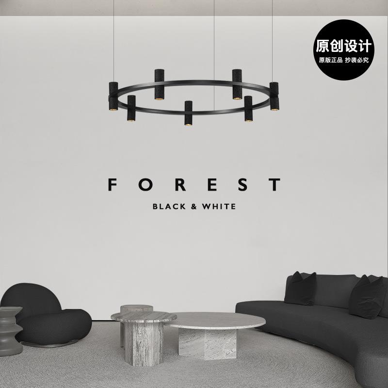 黑白森林 极简客厅吊灯现代简约意式设计感全铜圆环餐厅卧室灯具