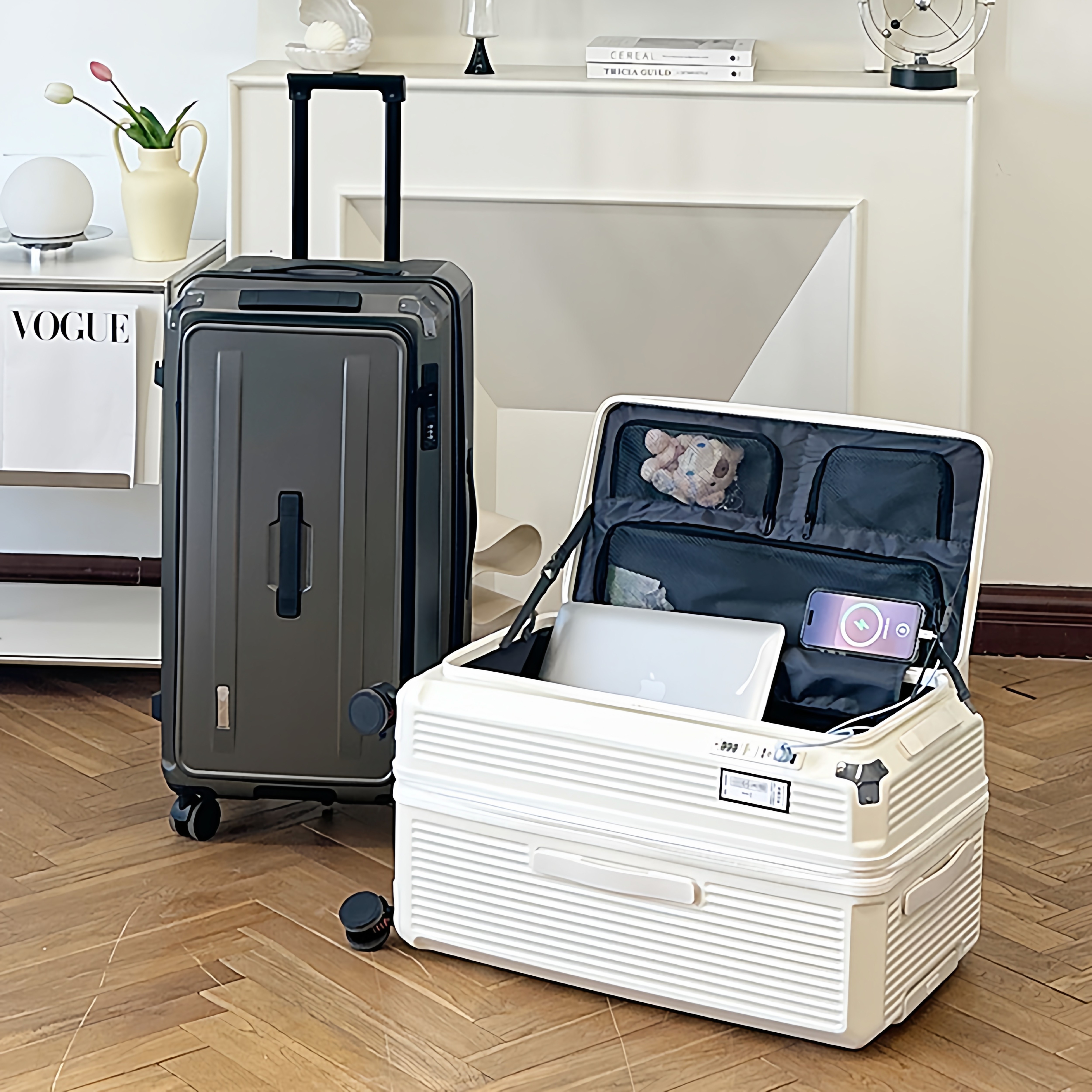 行李箱拉杆箱女侧开盖可扩容拉杆箱20寸多功能登机箱学生旅行箱男