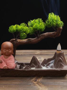 家销秋冬新款一意统江山创倒流薰香炉直迎客松厂MIJ与陶瓷精美组