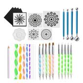 曼陀罗工具套EVA装 4件镂空绘点画3模板缀棒点钻笔岩石彩绘工具