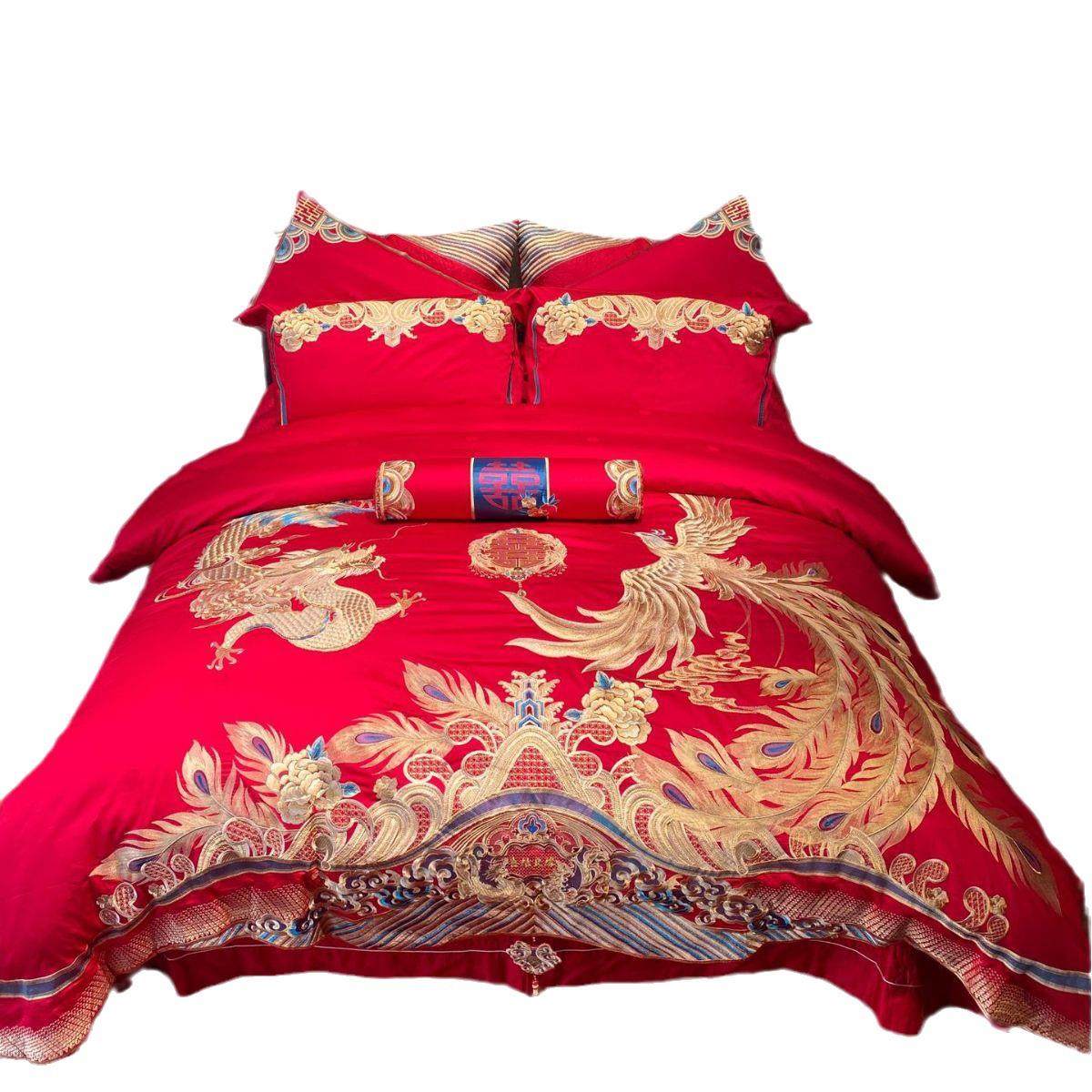 婚婚庆M1069全棉十家纺纯棉四件用套长绒棉刺绣件套结床上品陪嫁,床上用品,婚庆床品套件,淘宝优惠券,粉丝福利购,淘宝优惠卷