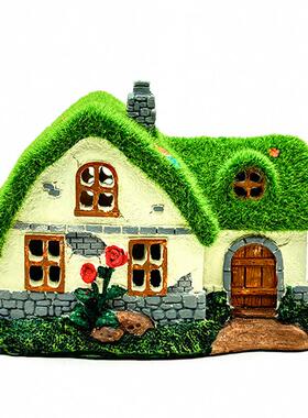 新品绒太阳庭能树植脂创房子摆植绒房子件意院装饰品房子园林雕像