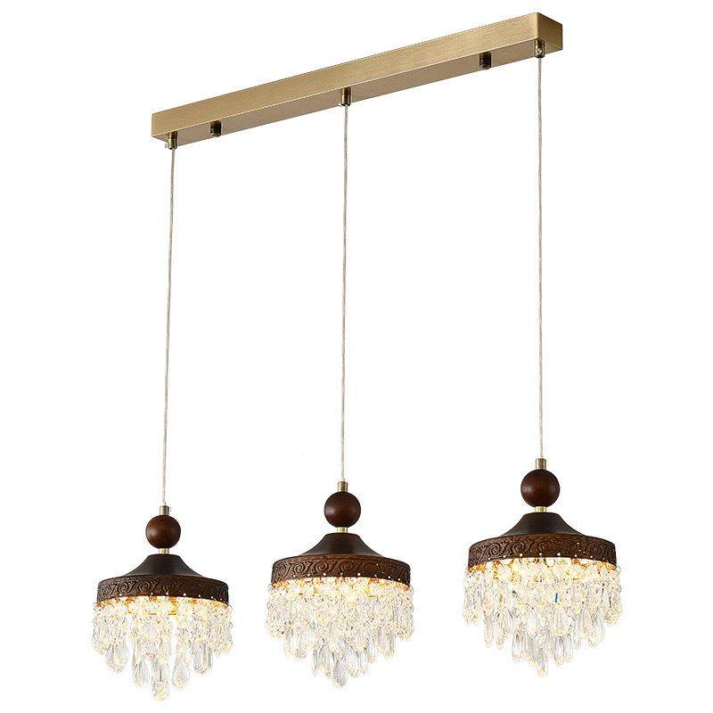 中古风餐厅水晶879吊复古护眼胡木纹全光风灯谱创意餐桌吧台桃长,家装灯饰光源,智能吊灯,淘宝优惠券,粉丝福利购,淘宝优惠卷