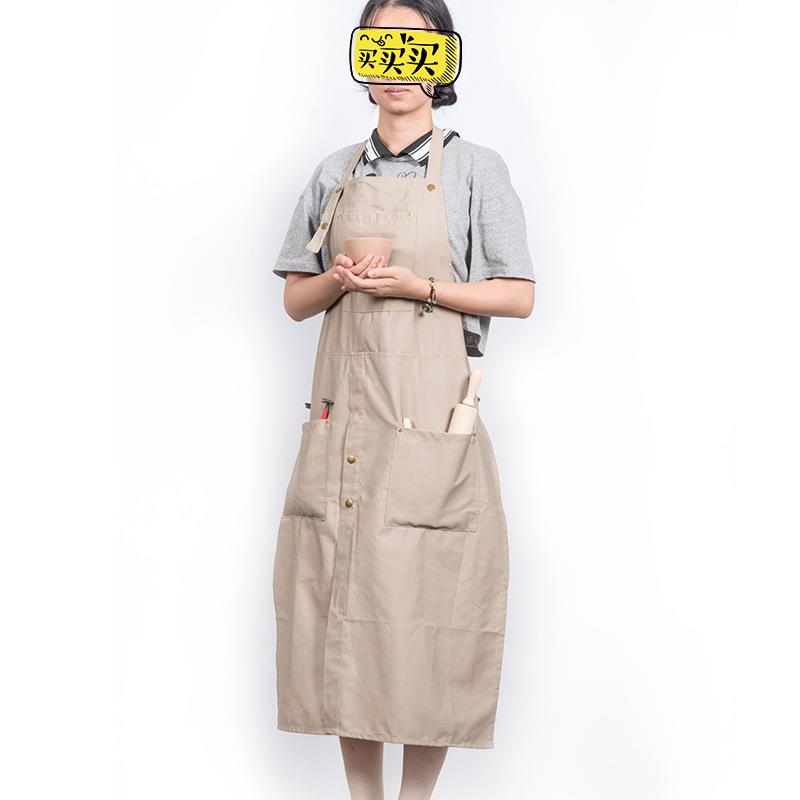 /天陶艺围裙工泥作服拉坯育塑专用围裙成人帆布绘画裙美术围用品