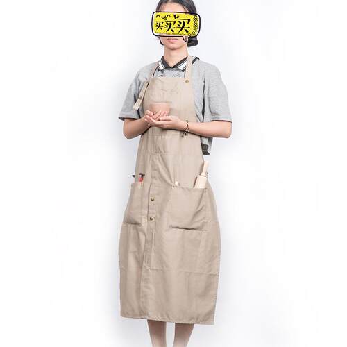 /天陶艺围裙工泥作服拉坯育塑专用围裙成人帆布绘画裙美术围用品