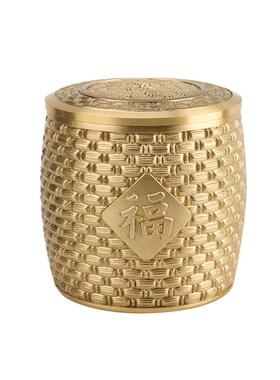 铜茶叶罐存茶罐带盖茶叶罐福字茶叶罐五牛茶叶罐家居工艺品摆件