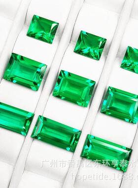 实热验室水法培祖绿QJZ再生长方形裸石母现货供应可承育接订