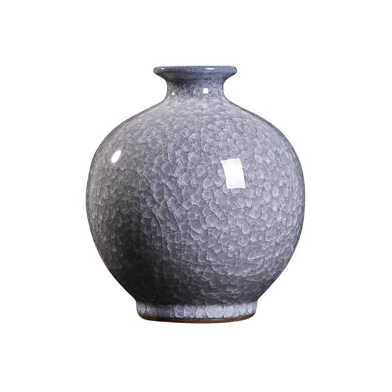 灰色裂釉玉片颜色釉花瓶景德镇手工制作简约中式陶瓷装饰花瓶礼品